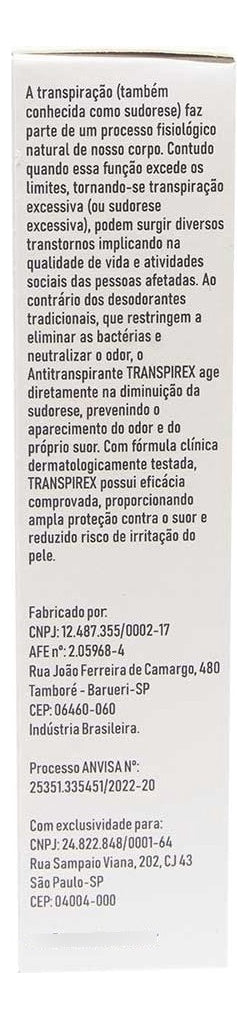 Transpirex 60 ml - Resolva A Hiperidrose Fragrância Inodoro (cópia)